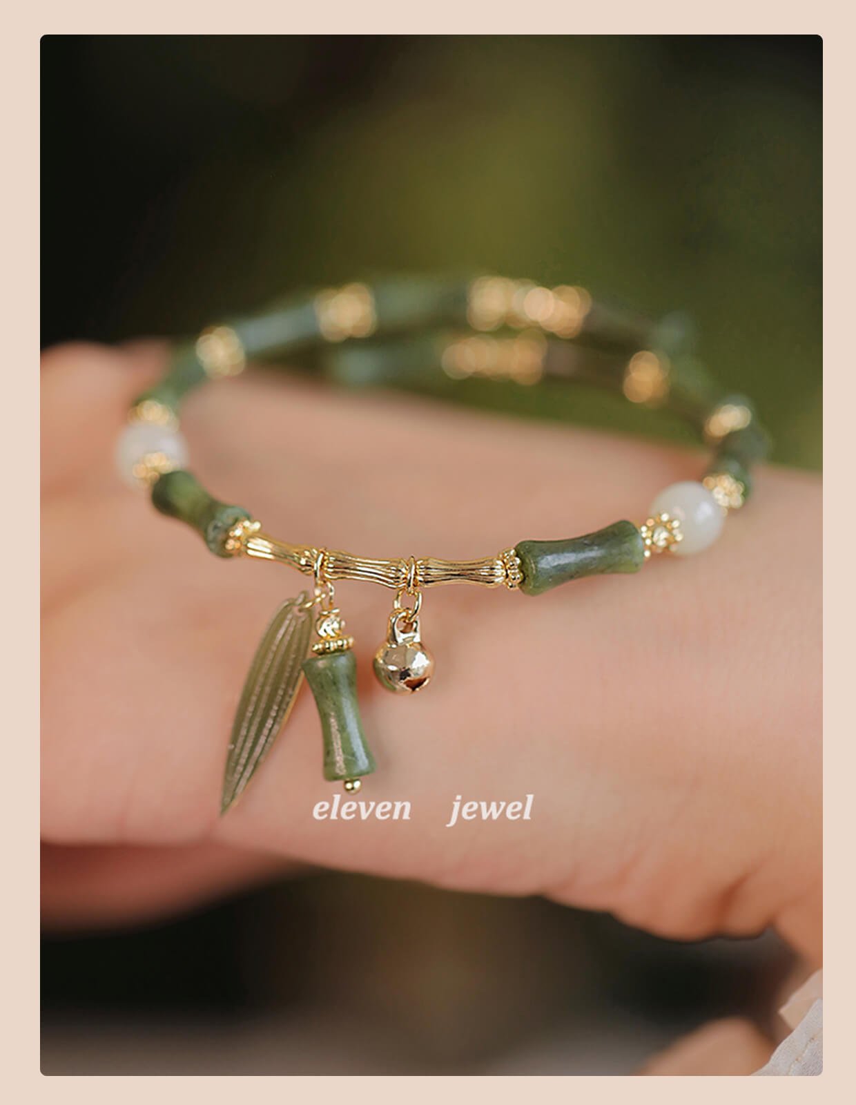 《Listening to Bamboo in Dreams》 National Style New Chinese Style Bamboo Hetian Jade Bracelet