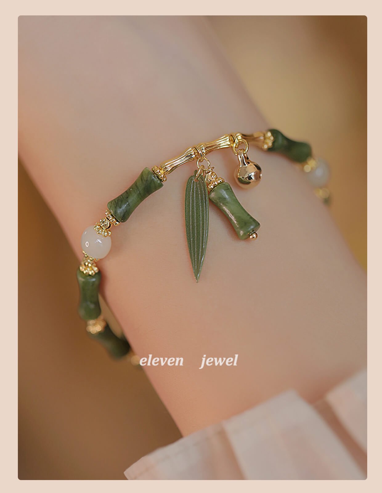 《Listening to Bamboo in Dreams》 National Style New Chinese Style Bamboo Hetian Jade Bracelet