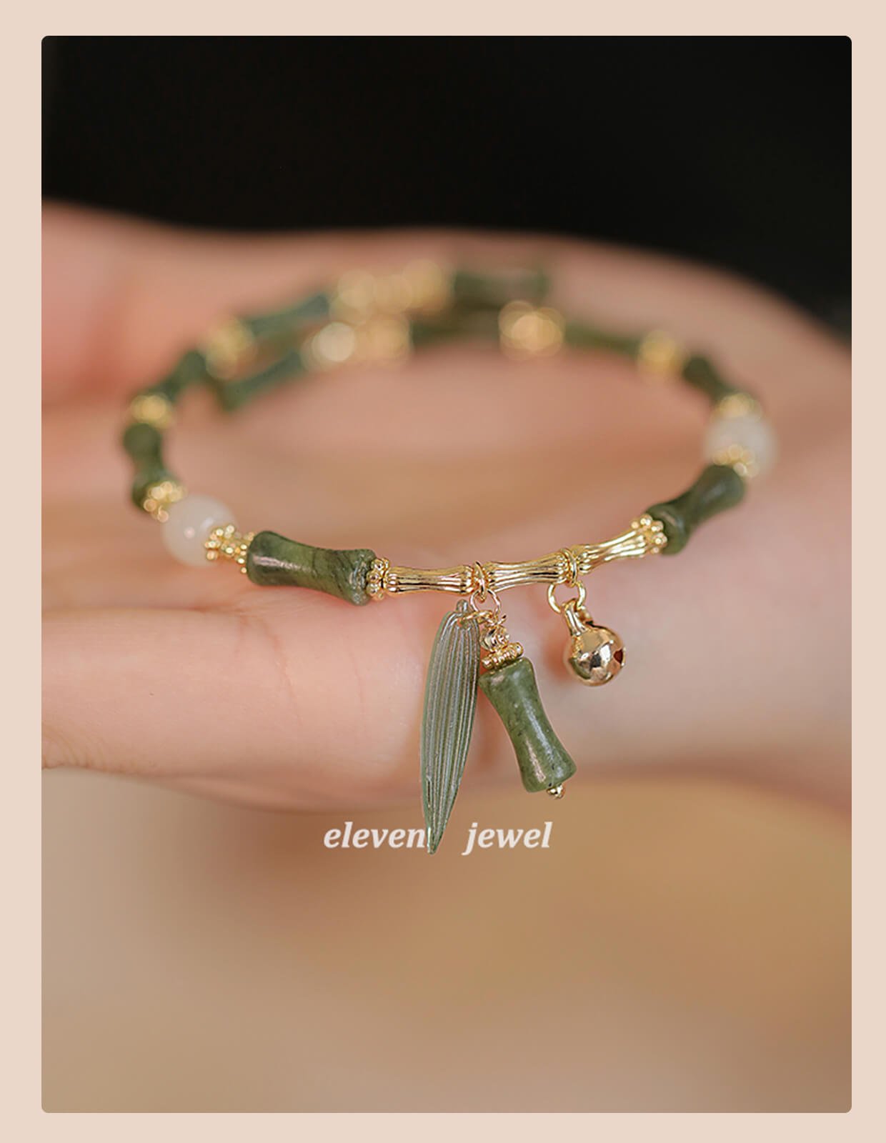 《Listening to Bamboo in Dreams》 National Style New Chinese Style Bamboo Hetian Jade Bracelet