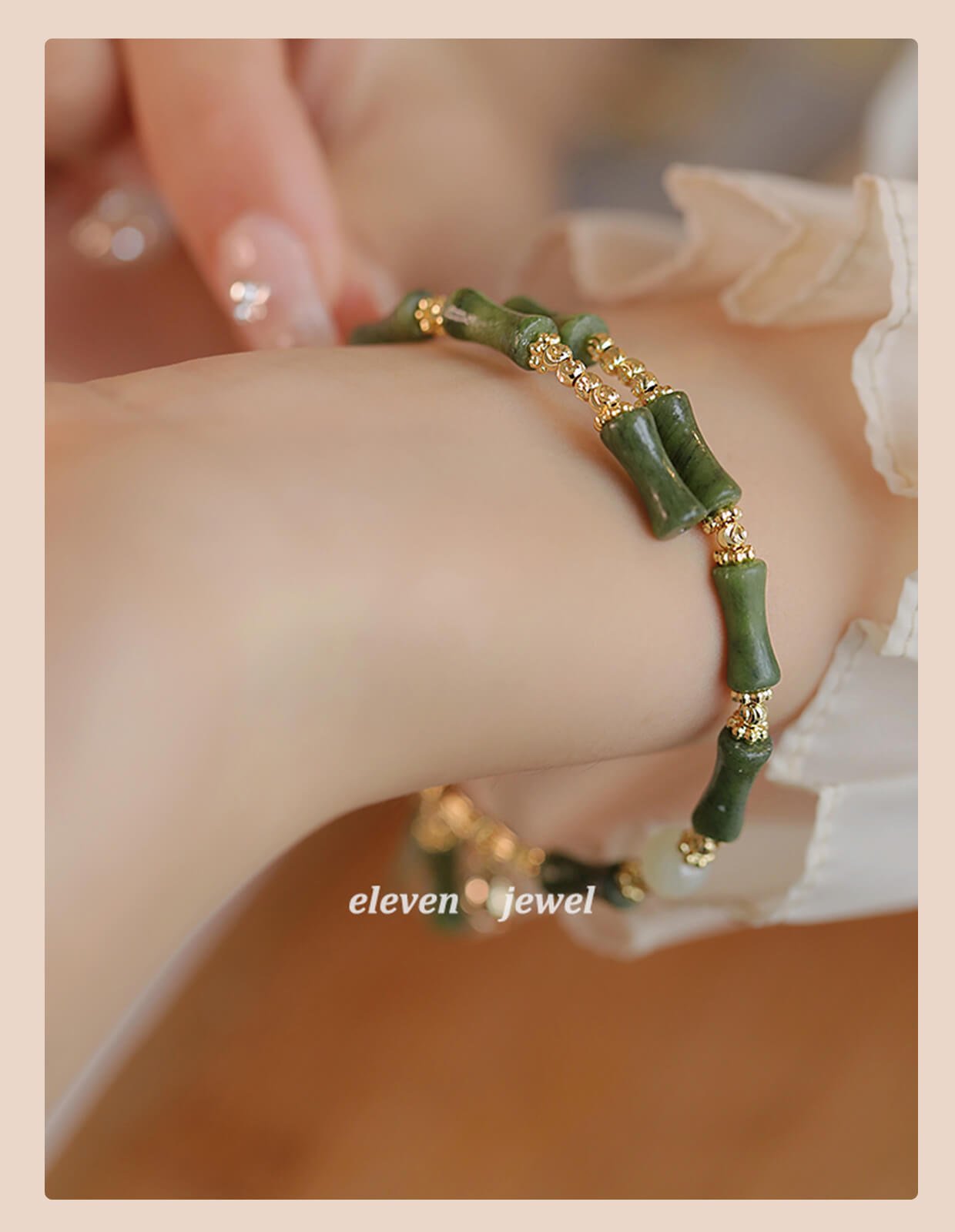 《Listening to Bamboo in Dreams》 National Style New Chinese Style Bamboo Hetian Jade Bracelet