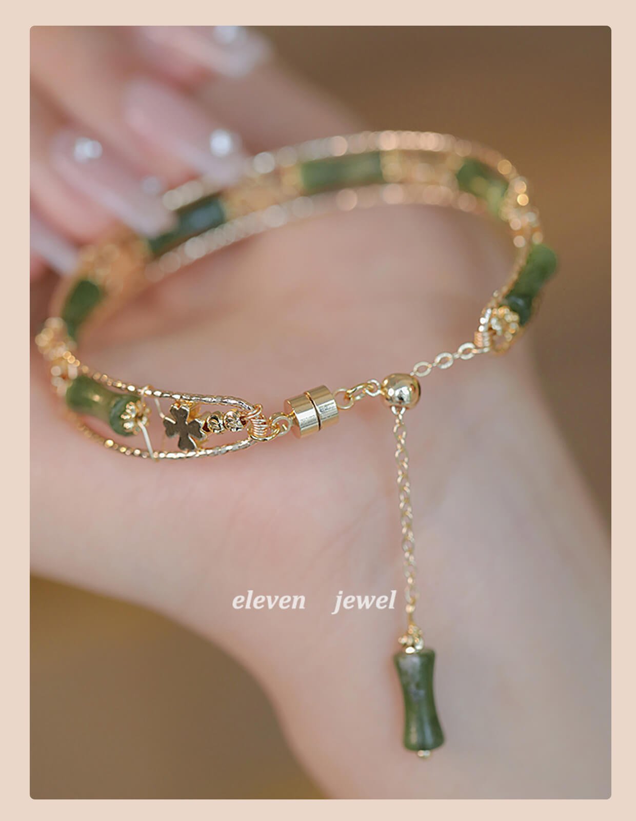 《Bamboo brings joy》 New Chinese style peridot bamboo bracelet