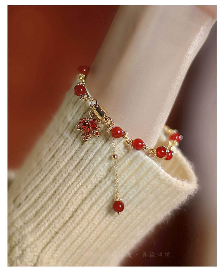 《Maple Leaf Girl》 natural southern red agate bracelet