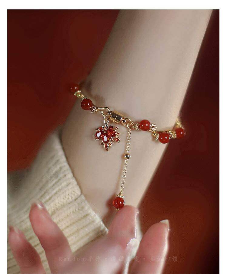 《Maple Leaf Girl》 natural southern red agate bracelet