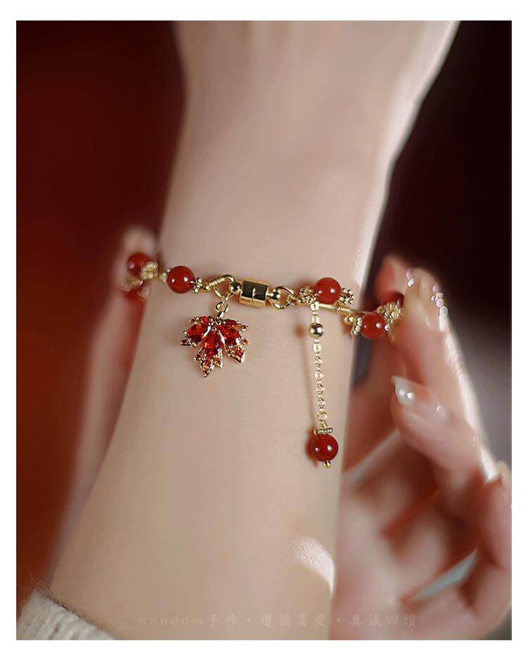 《Maple Leaf Girl》 natural southern red agate bracelet