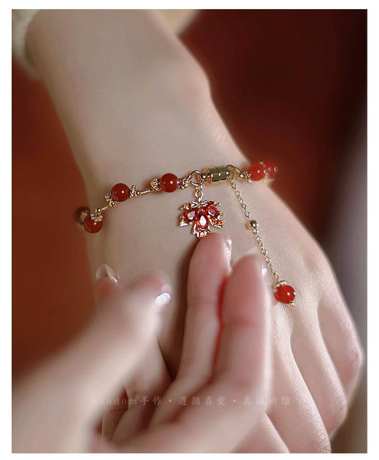 《Maple Leaf Girl》 natural southern red agate bracelet