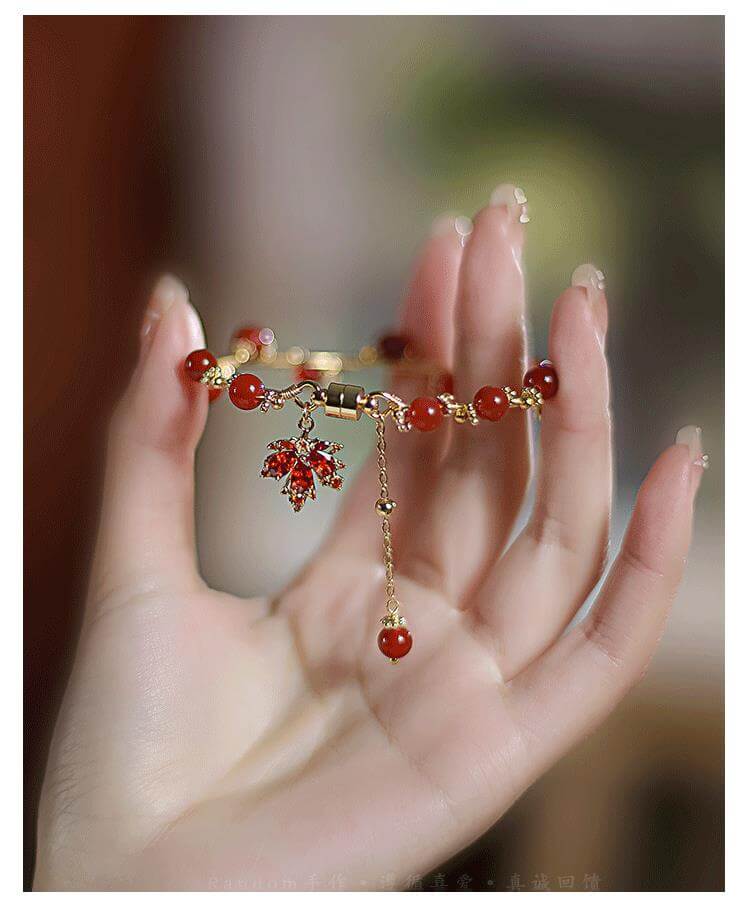 《Maple Leaf Girl》 natural southern red agate bracelet