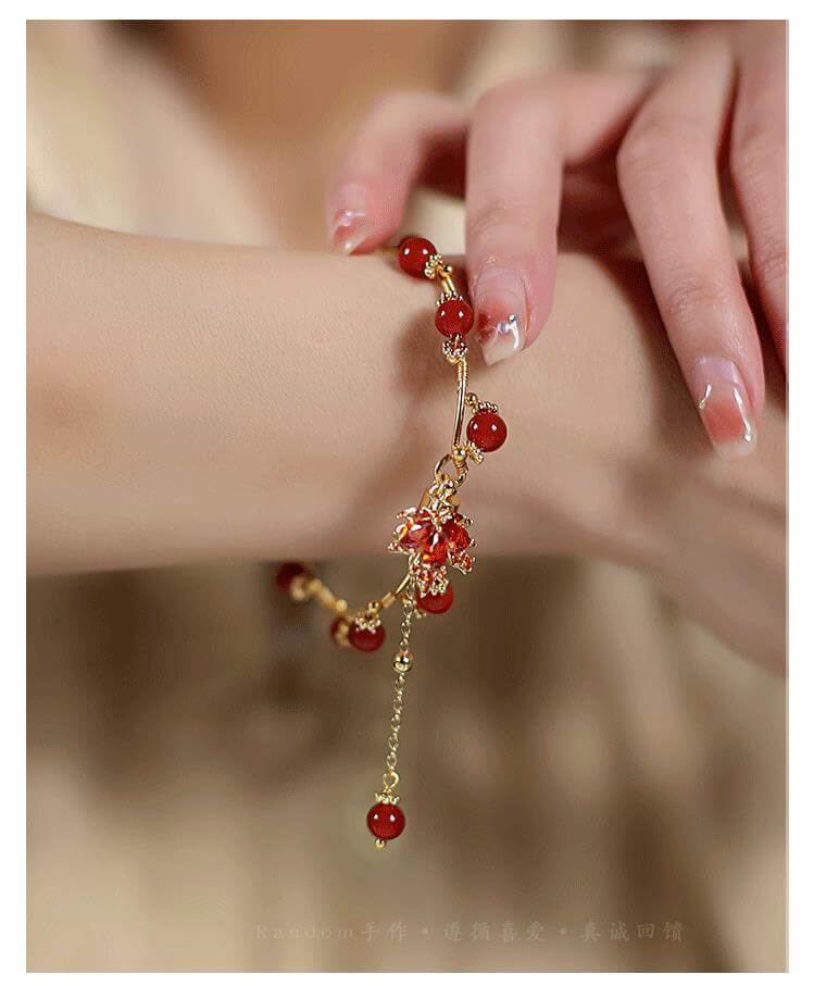 《Maple Leaf Girl》 natural southern red agate bracelet