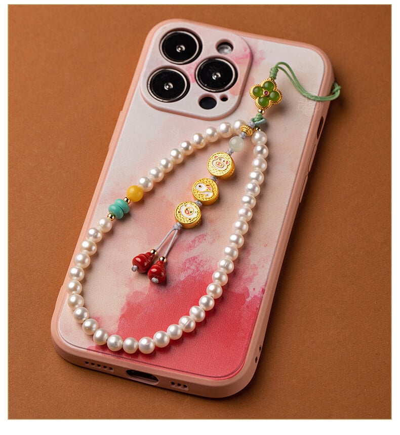 Pearl Triad~Twelve Zodiac Freshwater Pearl Mobile Phone Chain