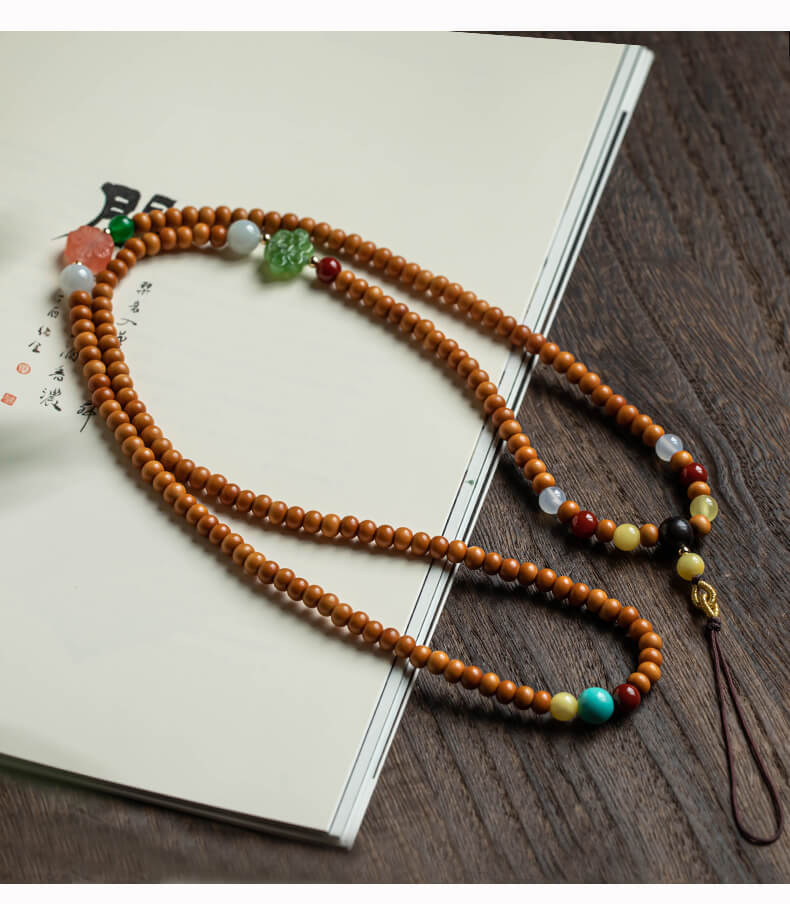 Listen to the rain and enter the load ~ Olive stone lotus hanging neck long mobile phone chain