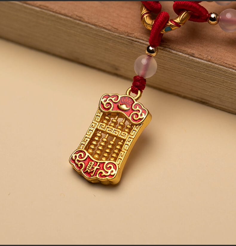 Good Luck Koi ~ Sand Gold Landing Keychain Abacus Pendant