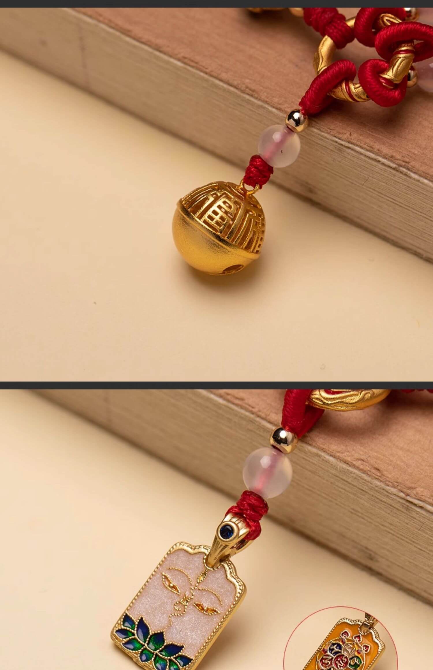 Good Luck Koi ~ Sand Gold Landing Keychain Abacus Pendant