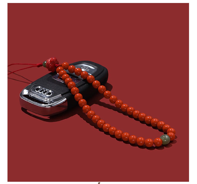 《Auspicious and Festive》 Cinnabar Lotus Mobile Phone Lanyard