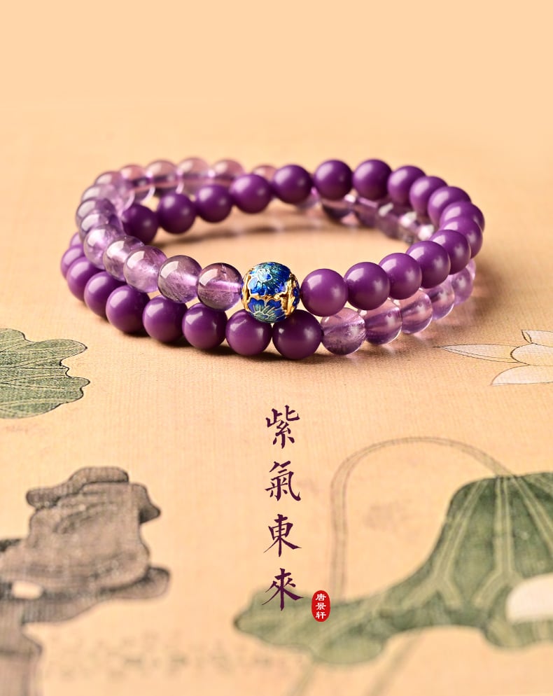 《Nianqiu》 natural amethyst purple mica double circle bracelet