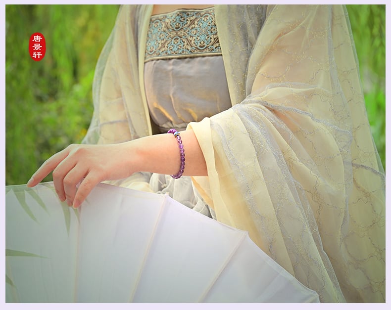 《Nianqiu》 natural amethyst purple mica double circle bracelet