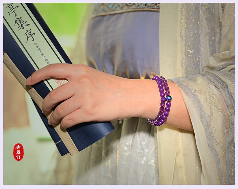 《Nianqiu》 natural amethyst purple mica double circle bracelet