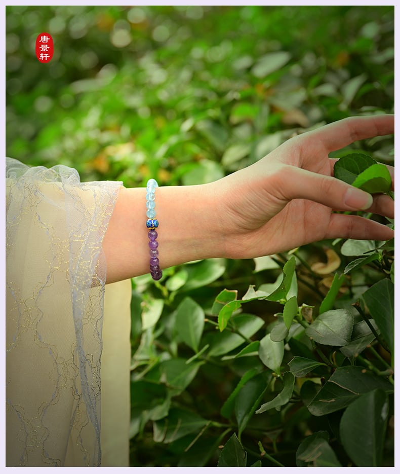 《Nianqiu》 natural amethyst purple mica double circle bracelet