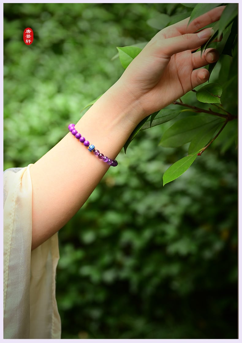 《Nianqiu》 natural amethyst purple mica double circle bracelet