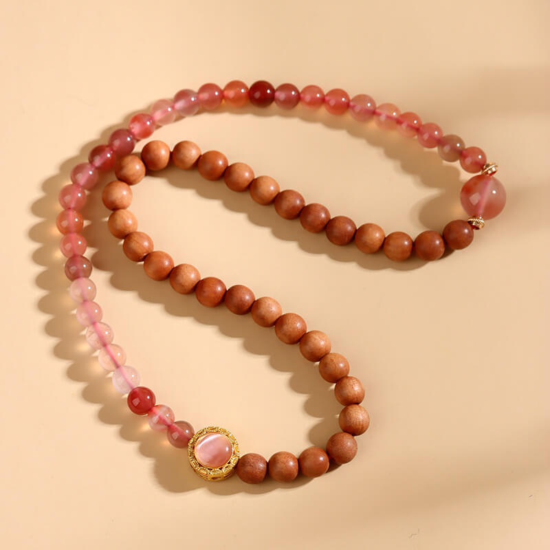 《Bing Piao Nan Hong》 Sandalwood Double Circle Bracelet Chinese Buddhist Bead Bracelet