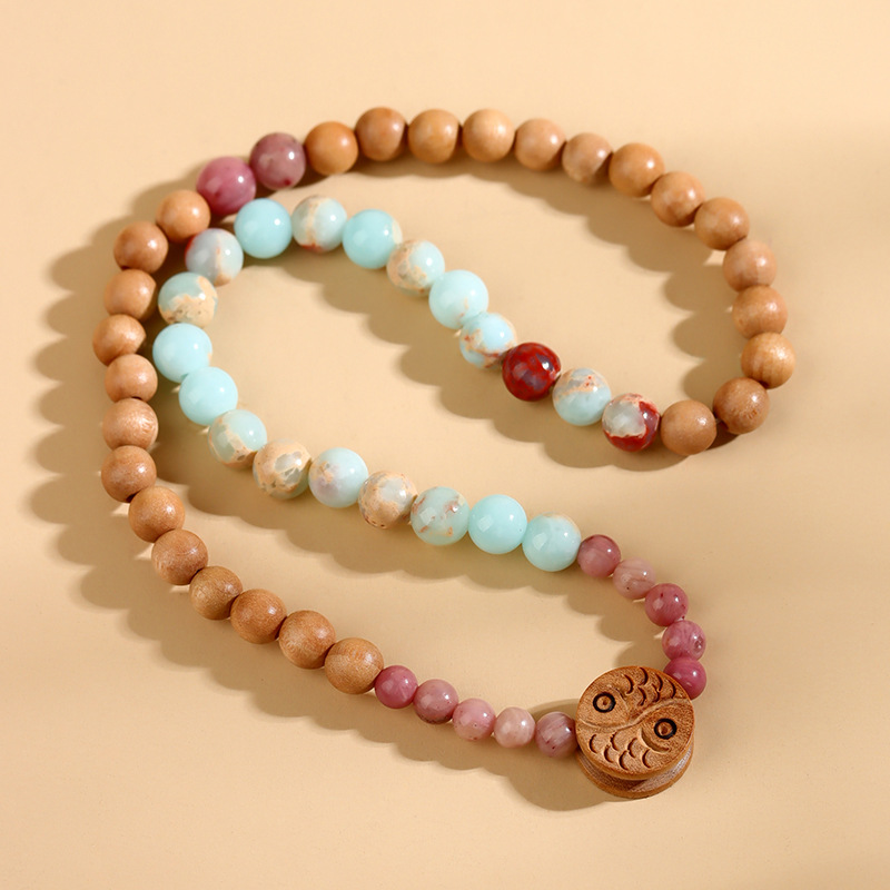 《Pisces Back Cloud》 Shoushan Stone Mountain Sandalwood New Chinese Style Double Circle Bracelet