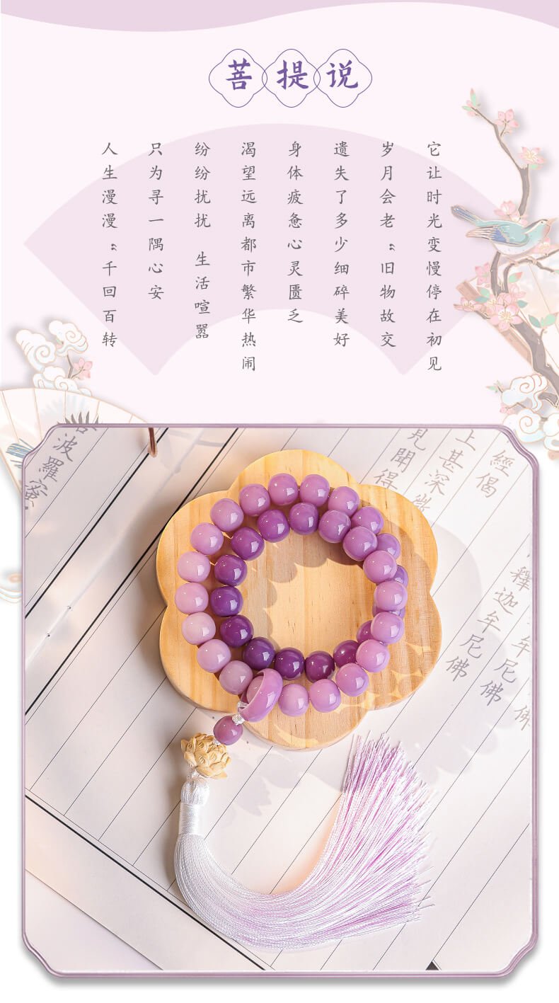 Shuitianbi~Purple Gradient Bodhi Bracelet Double Circle Handheld