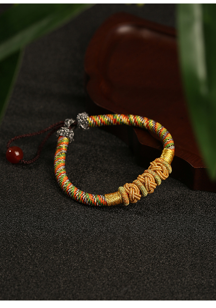 《Five Colors Streaming Light》 Dragon Knot ethnic style Tibetan style colorful rope bracelet