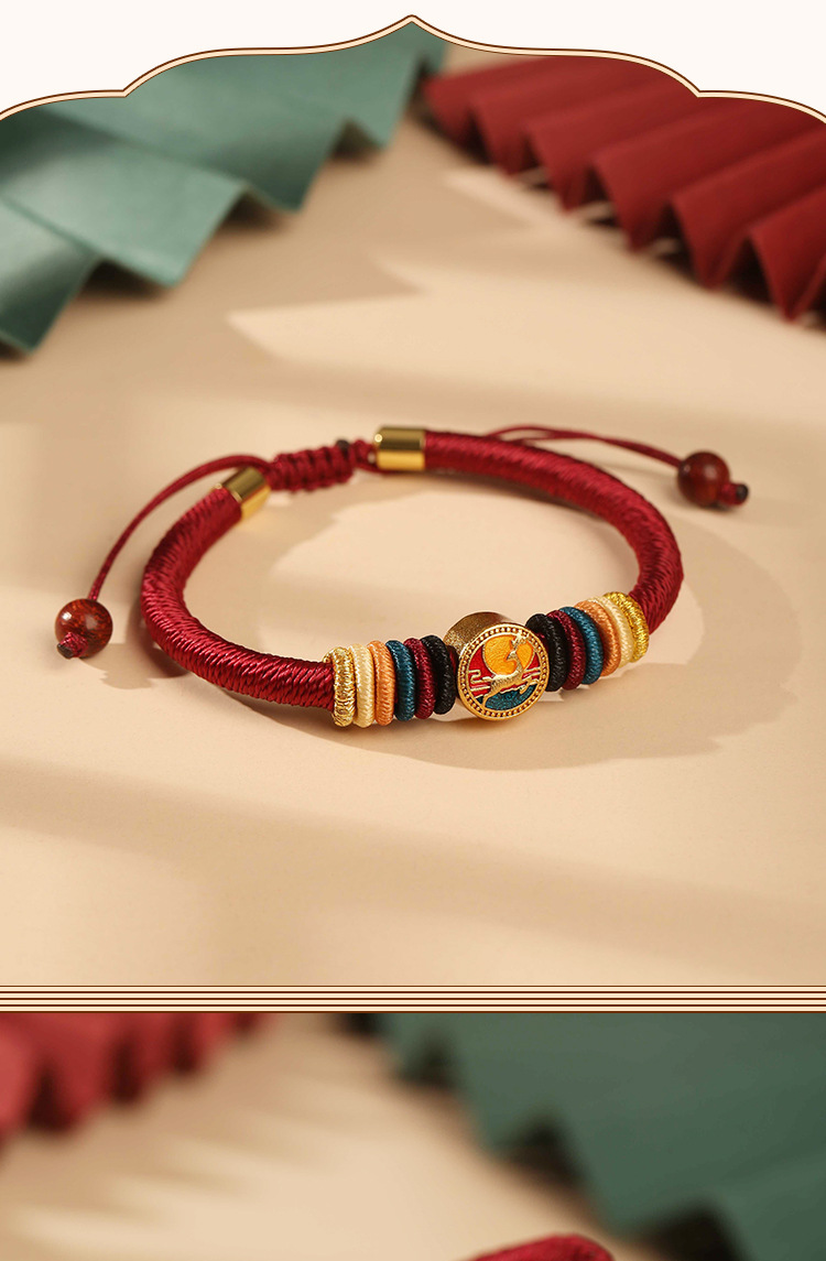 《A Deer Follows》 Good Luck Dunhuang Auspicious Hand-woven Bracelet