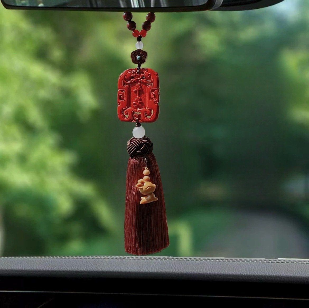 Safe entry and exit ~ red sand car rearview mirror pendant