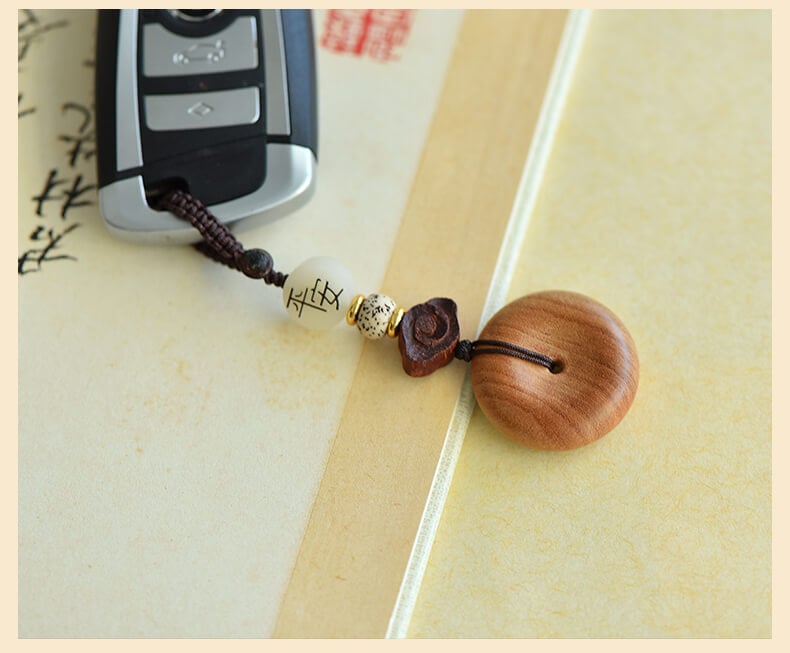 Old peach wood safety buckle ~ peach wood key mobile phone pendant