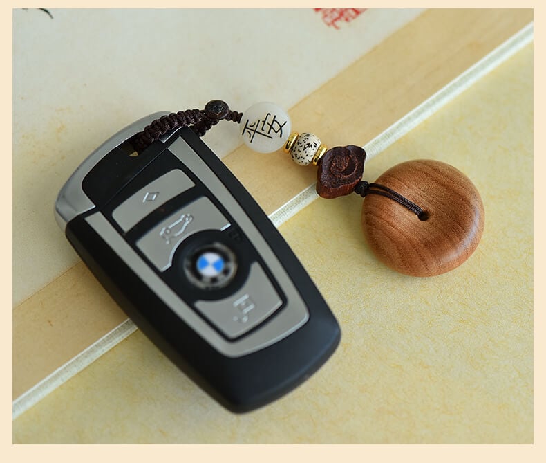 Old peach wood safety buckle ~ peach wood key mobile phone pendant