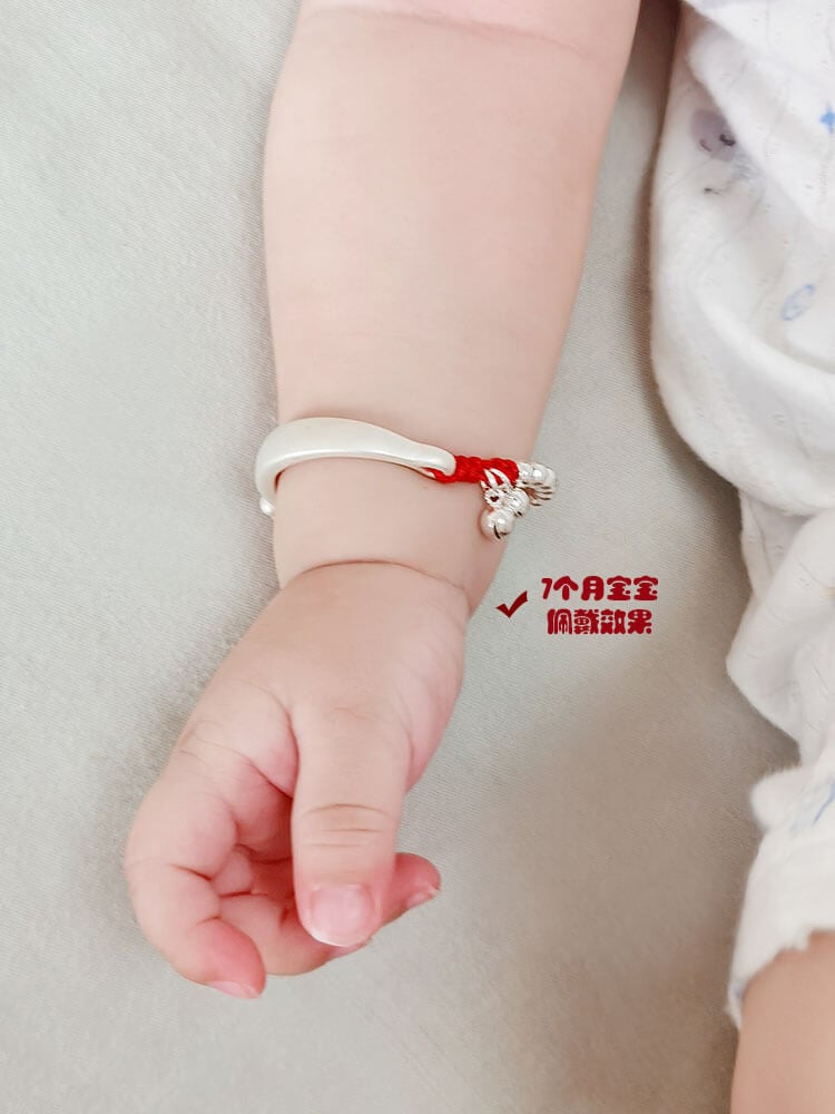 《Palace Bell》 999 Pure Silver Baby Style Bell Red String Bracelet