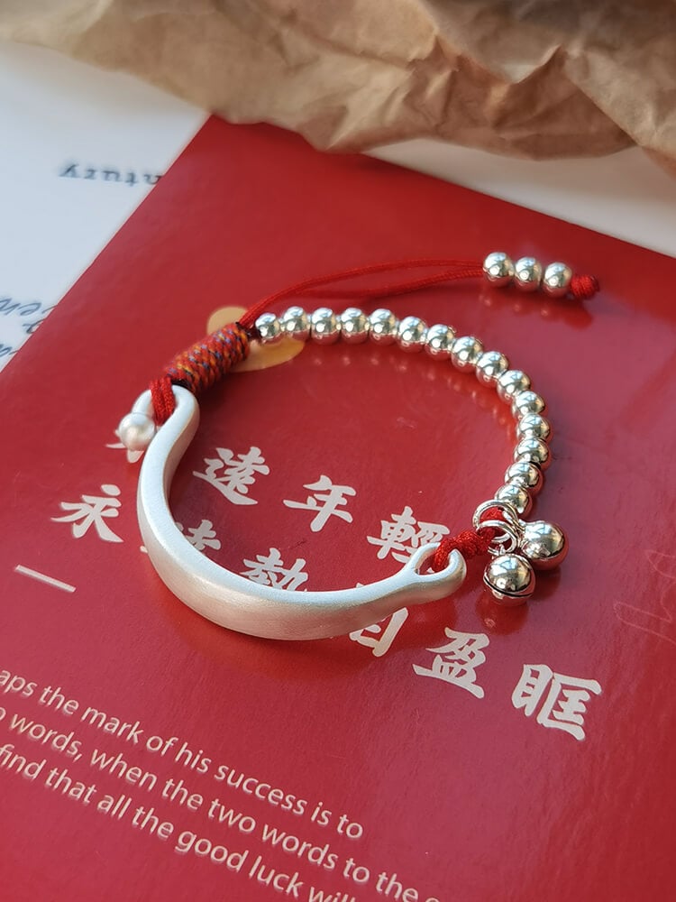 《Palace Bell》 999 Pure Silver Baby Style Bell Red String Bracelet