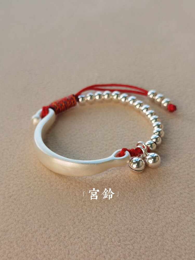 《Palace Bell》 999 Pure Silver Baby Style Bell Red String Bracelet