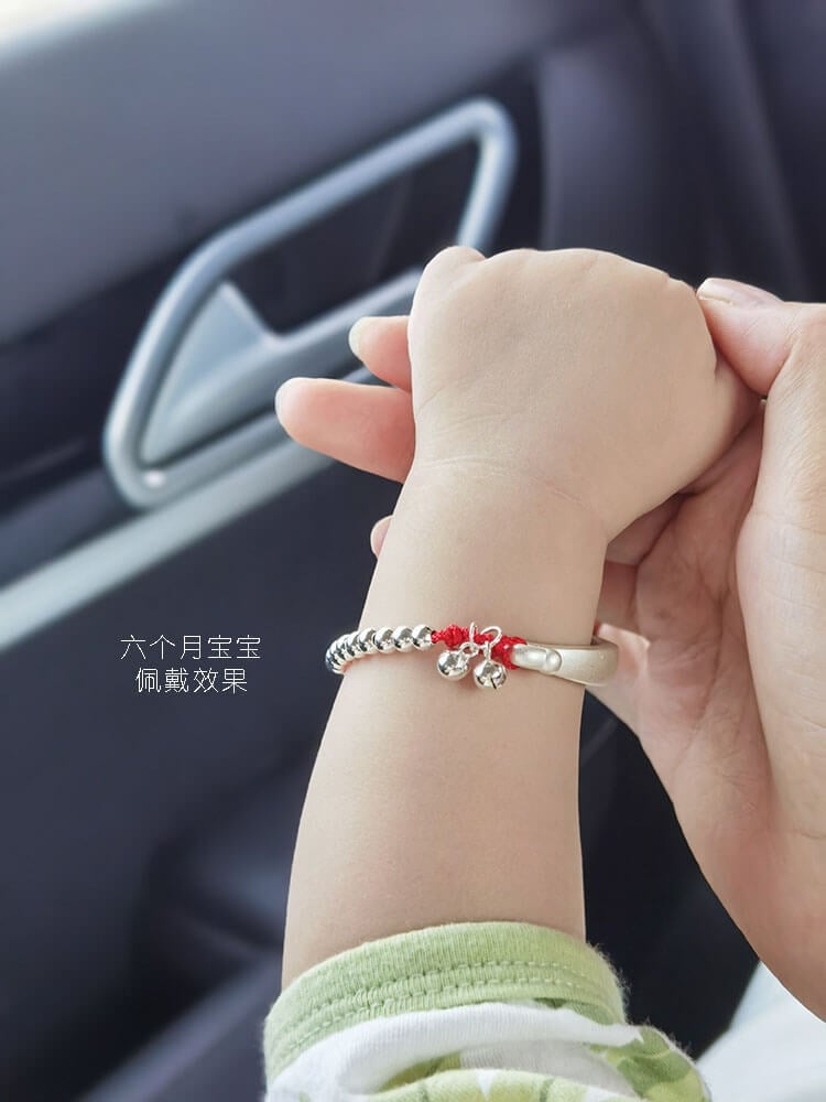 《Palace Bell》 999 Pure Silver Baby Style Bell Red String Bracelet