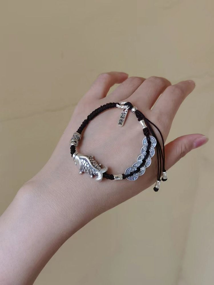 《Ashore Koi》 999 Pure Silver Five Emperors Coin Bracelet