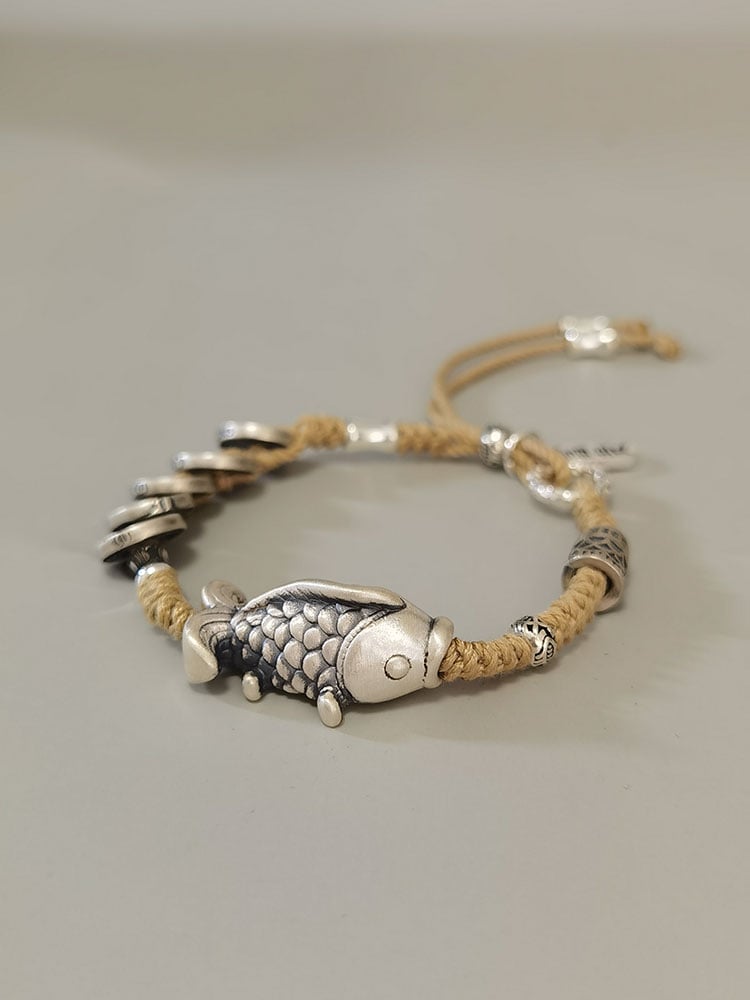 《Ashore Koi》 999 Pure Silver Five Emperors Coin Bracelet