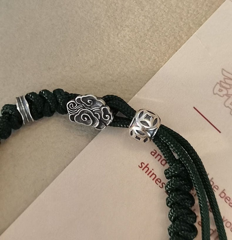 《Lucky Pixiu》 999 Pure Silver New Chinese Braided Bracelet