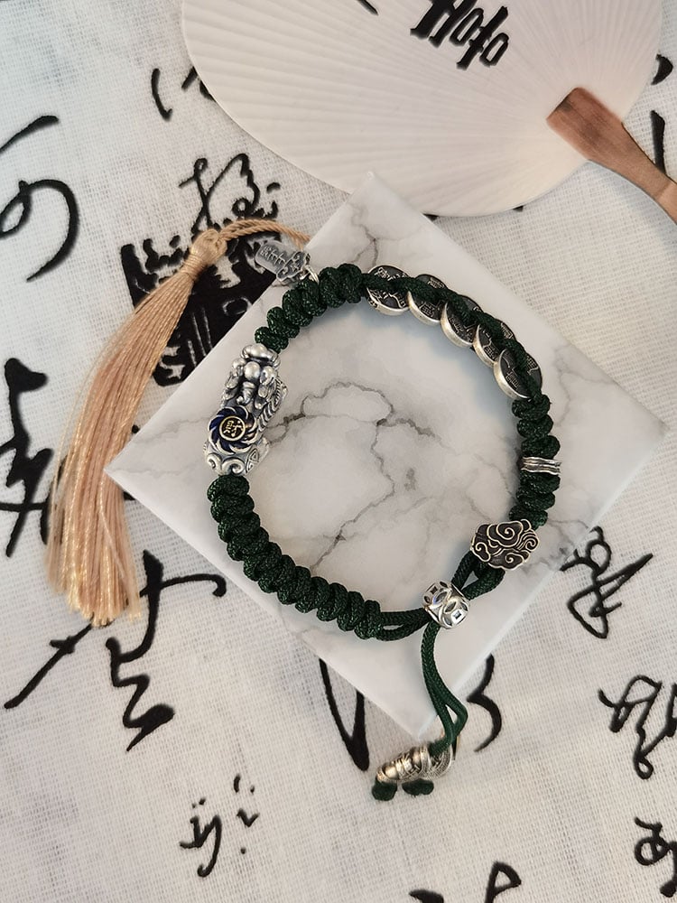 《Lucky Pixiu》 999 Pure Silver New Chinese Braided Bracelet