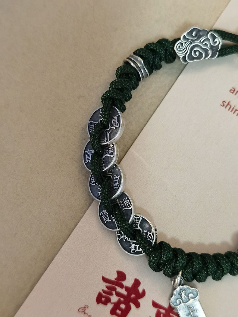 《Lucky Pixiu》 999 Pure Silver New Chinese Braided Bracelet