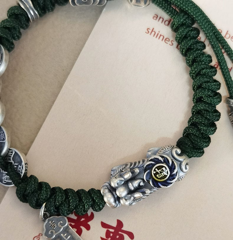 《Lucky Pixiu》 999 Pure Silver New Chinese Braided Bracelet