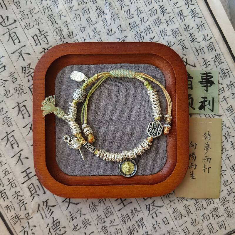 《Guide to the Noble》 999 Pure Silver Broken Silver Yellow God of Wealth Coiled Bracelet