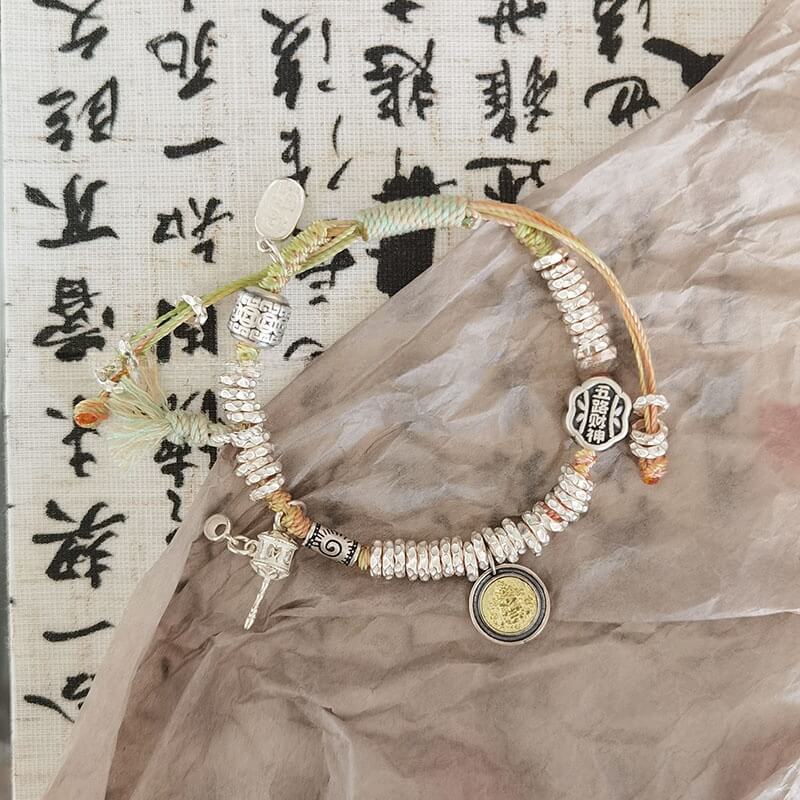 《Guide to the Noble》 999 Pure Silver Broken Silver Yellow God of Wealth Coiled Bracelet