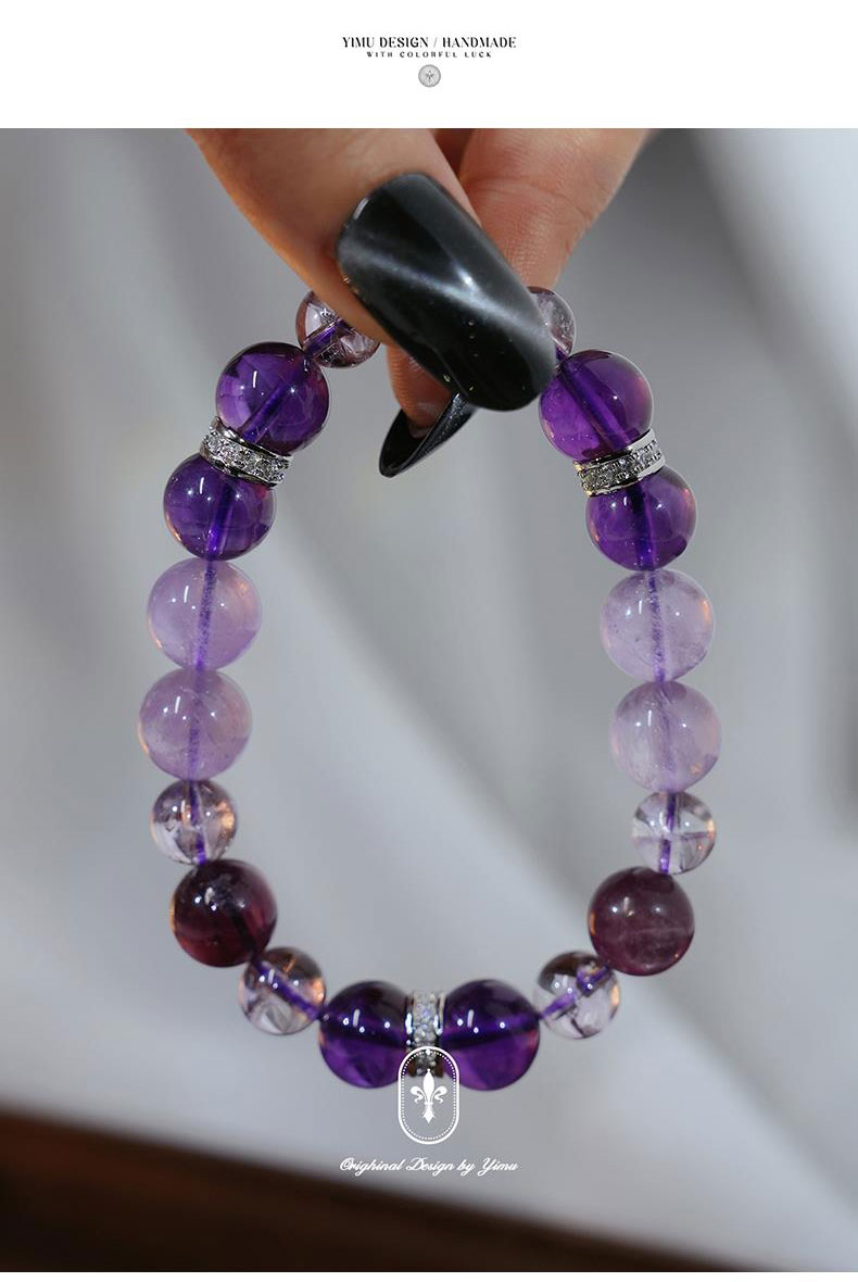 《True Nine Purple Lihuo》 Original Transfer Beads Pure Natural Crystal Bracelet