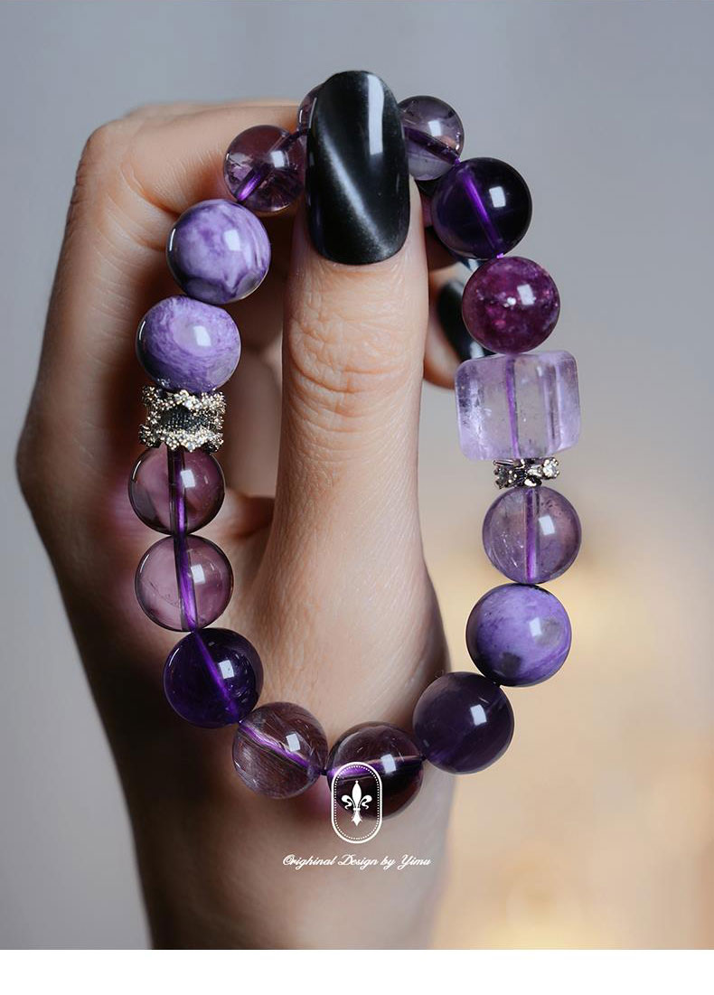 《True Nine Purple Lihuo》 Original Transfer Beads Pure Natural Crystal Bracelet