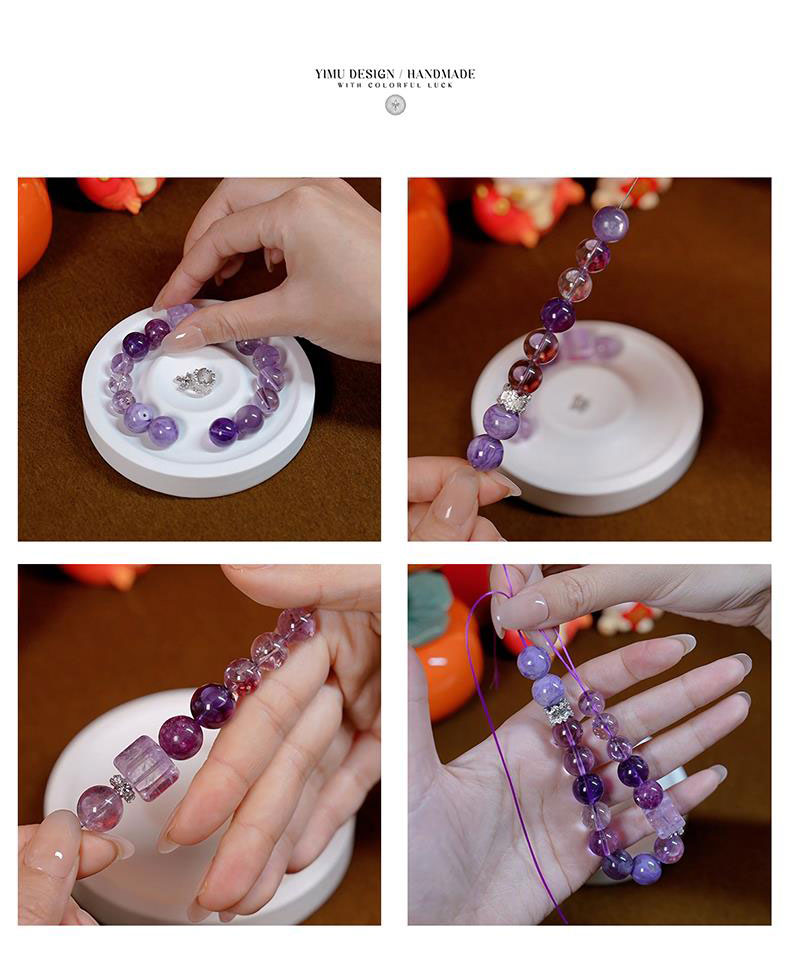 《True Nine Purple Lihuo》 Original Transfer Beads Pure Natural Crystal Bracelet