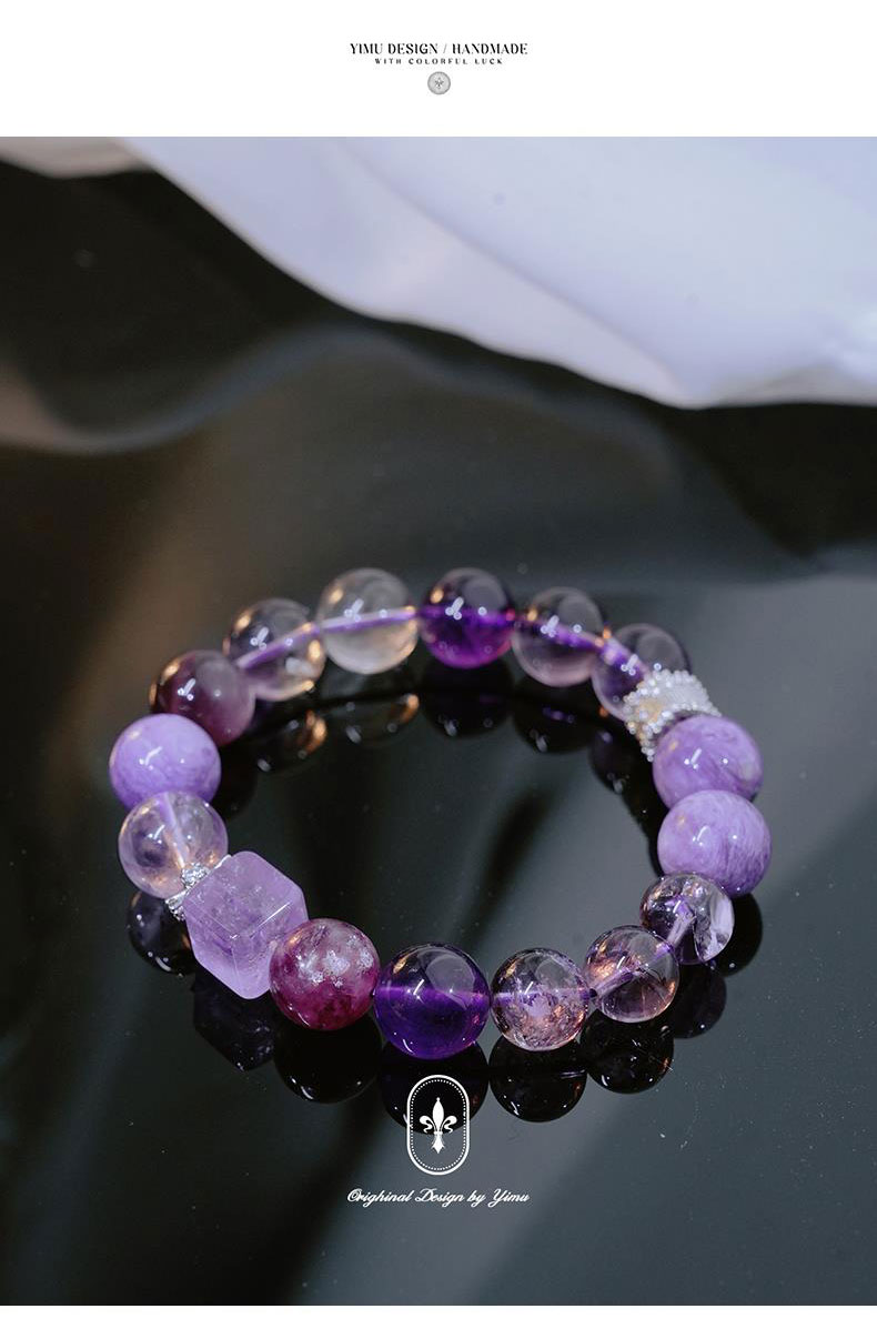 《True Nine Purple Lihuo》 Original Transfer Beads Pure Natural Crystal Bracelet