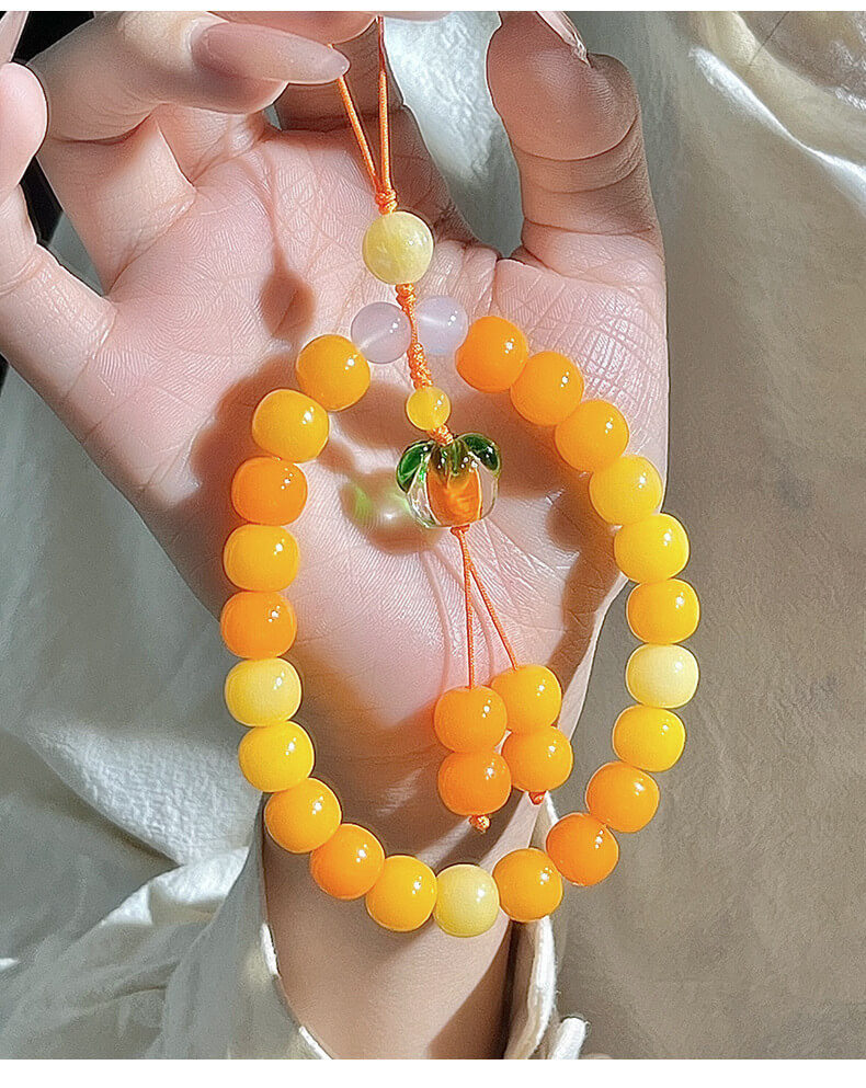 I want persimmons to come~Natural small persimmon bodhi mobile phone chain for women