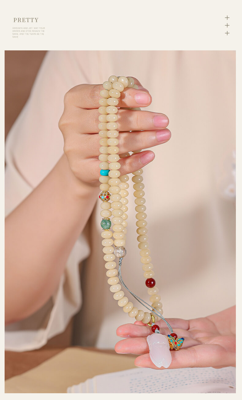 《Qiuwan》 abacus beads 108 ancient style tassel bodhi bracelet