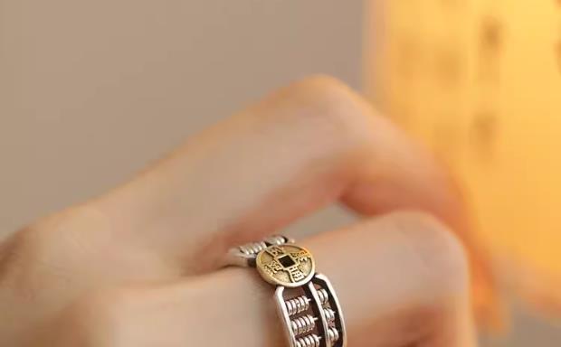 《Wealth from All Directions》 S925 Silver Copper Coin Abacus New Chinese Style Ring