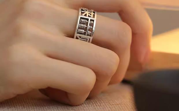 《Wealth from All Directions》 S925 Silver Copper Coin Abacus New Chinese Style Ring