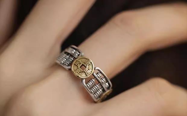 《Wealth from All Directions》 S925 Silver Copper Coin Abacus New Chinese Style Ring